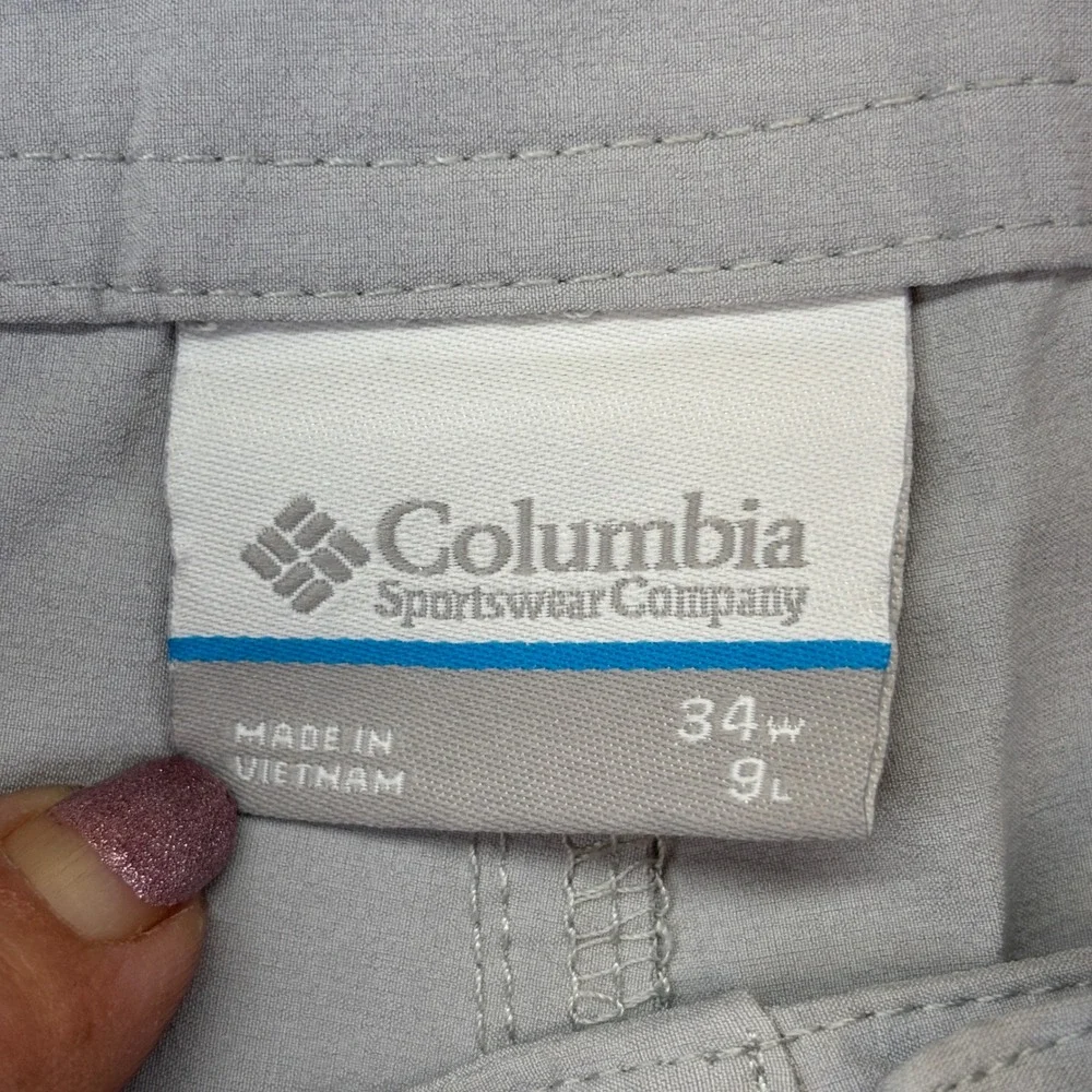 Columbia PFG Mens Terminal Tackle Board Shorts Grey Fish‎ Flag Fishing Size 34